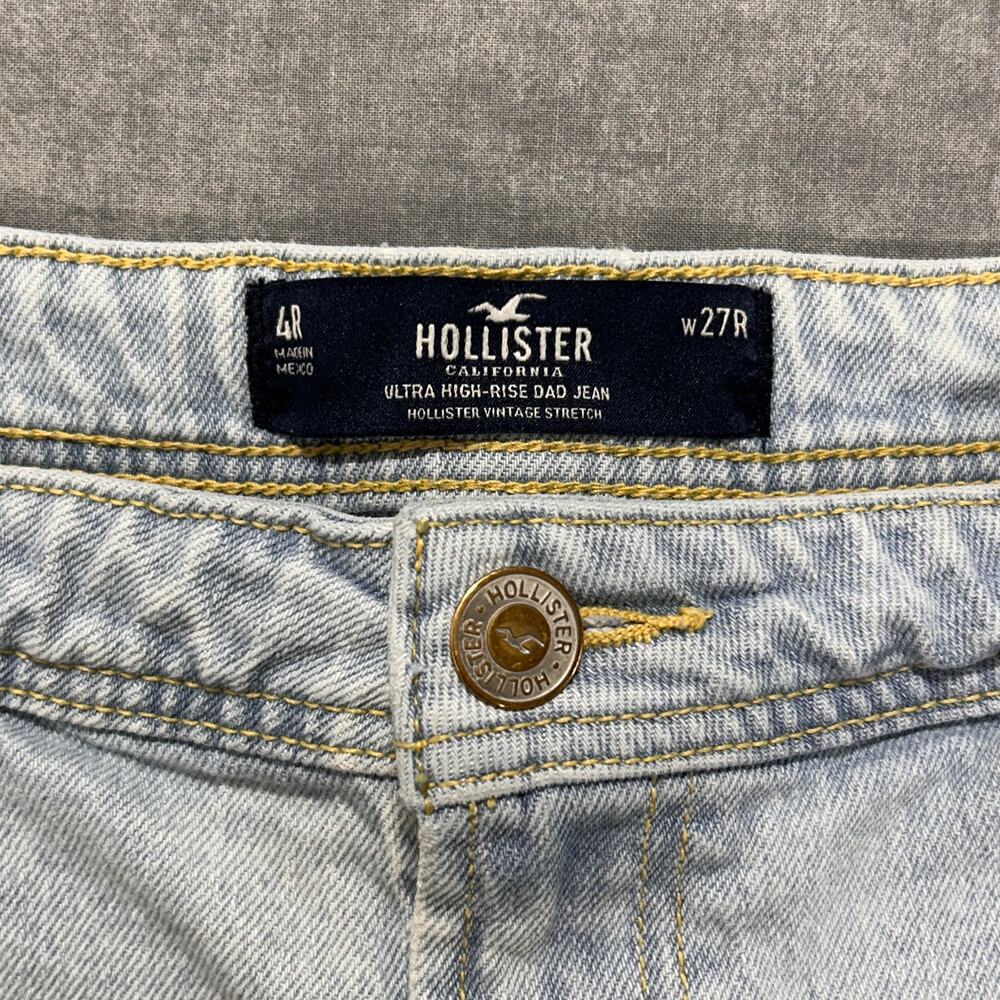 Hollister Ultra High Rise Dad Jean Carpenter light wash denim streetwear wms 27 - Picture 3 of 8
